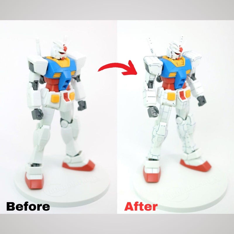 Someie GSI Creos Gundam Marker Pour Type GM301 Black & GM302 Gray & Eraser Pen GM300 & Knock-Type Eraser Flow-in Type Panel Lining Pens - Image 5